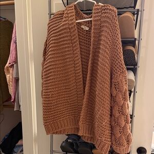 Chunky Knit Cardigan in Warm Mauve